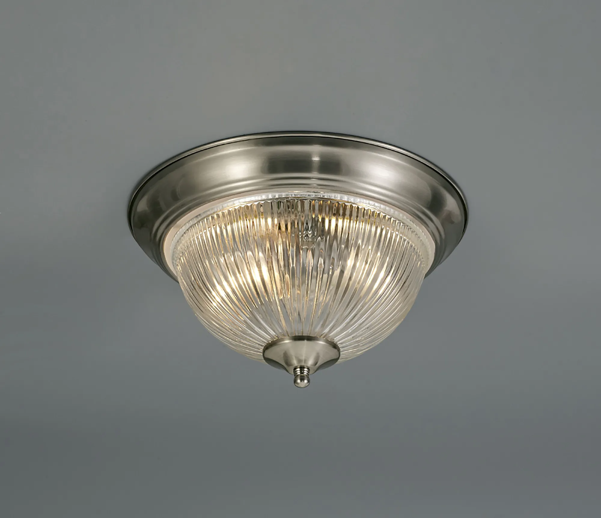 Macy Glass IP44 Flush Ceiling 2 Light Satin Nickel D0406  Deco Macy